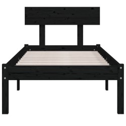 Cadre de lit sans matelas noir bois massif 