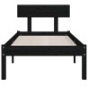 Cadre de lit sans matelas noir bois massif 