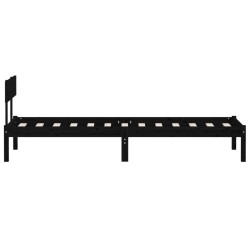 Cadre de lit sans matelas noir bois massif 