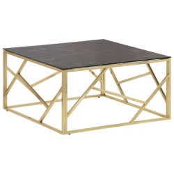 Table basse doré acier inoxydable et verre trempé 