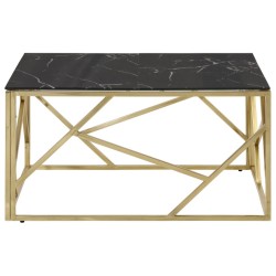 Table basse doré acier inoxydable et verre trempé 