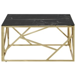 Table basse doré acier inoxydable et verre trempé 