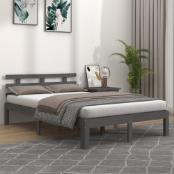 Cadre de lit sans matelas gris bois massif 150x200 cm 