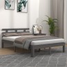 Cadre de lit sans matelas gris bois massif 150x200 cm 