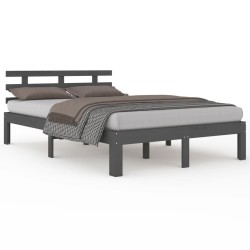 Cadre de lit sans matelas gris bois massif 150x200 cm 