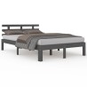 Cadre de lit sans matelas gris bois massif 150x200 cm 
