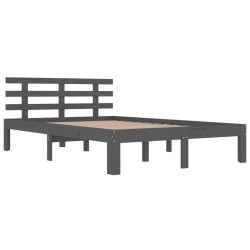 Cadre de lit sans matelas gris bois massif 150x200 cm 
