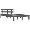 Cadre de lit sans matelas gris bois massif 150x200 cm 