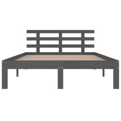 Cadre de lit sans matelas gris bois massif 150x200 cm 