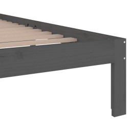 Cadre de lit sans matelas gris bois massif 150x200 cm 