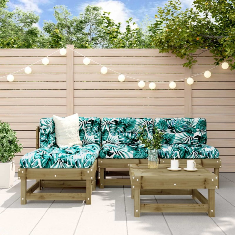 Salon de jardin 5 pcs avec coussins bois de pin imprégné 