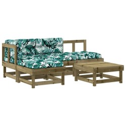 Salon de jardin 5 pcs avec coussins bois de pin imprégné 