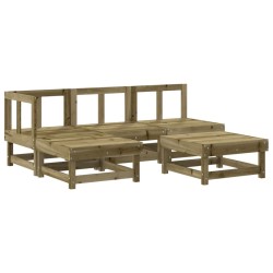 Salon de jardin 5 pcs avec coussins bois de pin imprégné 
