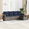 Salon de jardin 5 pcs avec coussins gris résine tressée 