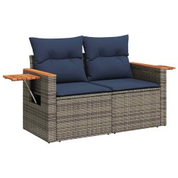 Salon de jardin 5 pcs avec coussins gris résine tressée 