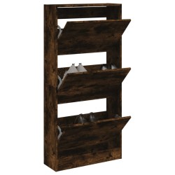 Armoire à chaussures chêne fumé 60x21x125,5 cm bois ingénierie 