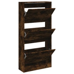 Armoire à chaussures chêne fumé 60x21x125,5 cm bois ingénierie 