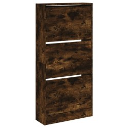 Armoire à chaussures chêne fumé 60x21x125,5 cm bois ingénierie 