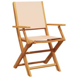 Ensemble à manger de jardin 5 pcs beige tissu et bois massif 