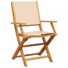Ensemble à manger de jardin 5 pcs beige tissu et bois massif 