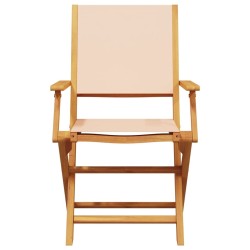 Ensemble à manger de jardin 5 pcs beige tissu et bois massif 