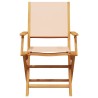 Ensemble à manger de jardin 5 pcs beige tissu et bois massif 