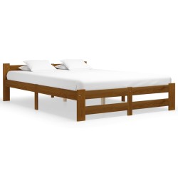 Cadre de lit sans matelas marron miel bois massif pin 180x200cm 