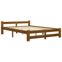 Cadre de lit sans matelas marron miel bois massif pin 180x200cm 