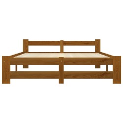 Cadre de lit sans matelas marron miel bois massif pin 180x200cm 