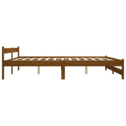 Cadre de lit sans matelas marron miel bois massif pin 180x200cm 