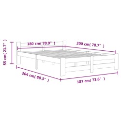 Cadre de lit sans matelas marron miel bois massif pin 180x200cm 