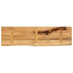 Dessus de table 120x20x3,8cm bord vif bois massif manguier brut 