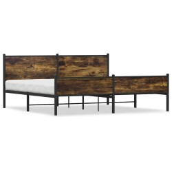Cadre de lit en métal sans matelas chêne fumé 193x203 cm 