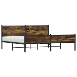 Cadre de lit en métal sans matelas chêne fumé 193x203 cm 