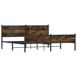 Cadre de lit en métal sans matelas chêne fumé 193x203 cm 