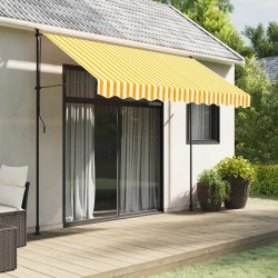 Tissu de remplacement de cantonnière d’auvent jaune blanc 3 m 