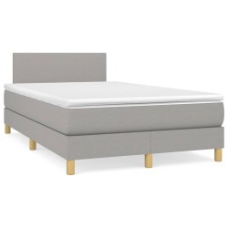 Sommier à lattes de lit et matelas gris clair 120x190 cm tissu 