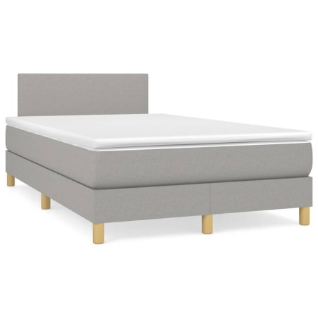 Sommier à lattes de lit et matelas gris clair 120x190 cm tissu 