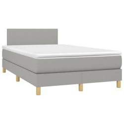 Sommier à lattes de lit et matelas gris clair 120x190 cm tissu 