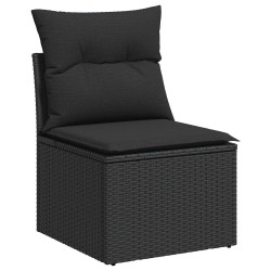 Salon de jardin 5 pcs avec coussins noir résine tressée 