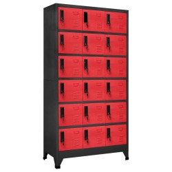 Armoire à casiers Anthracite et rouge 90x40x180 cm Acier 