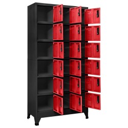 Armoire à casiers Anthracite et rouge 90x40x180 cm Acier 