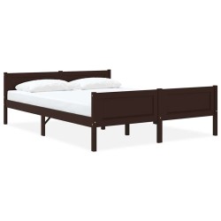 Cadre de lit sans matelas pin massif marron foncé 140x200 cm 