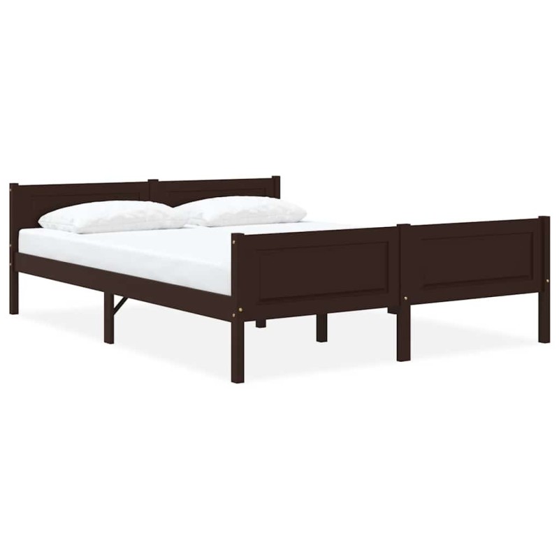 Cadre de lit sans matelas pin massif marron foncé 140x200 cm Cadre de lit sans matelas pin massif marron foncé 140x200 cm