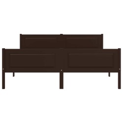 Cadre de lit sans matelas pin massif marron foncé 140x200 cm 
