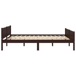 Cadre de lit sans matelas pin massif marron foncé 140x200 cm 