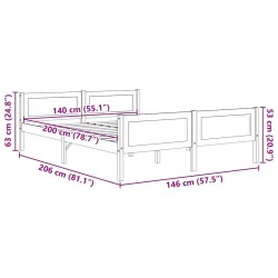 Cadre de lit sans matelas pin massif marron foncé 140x200 cm 
