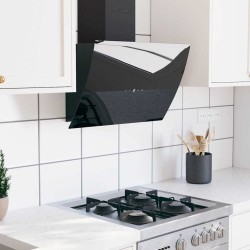 Hotte murale 60 cm Acier et verre trempé Noir 