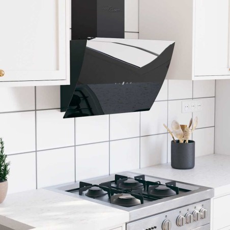 Hotte murale 60 cm Acier et verre trempé Noir 