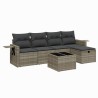 Salon de jardin 6 pcs avec coussins gris clair résine tressée 